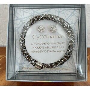 Crystal Energy SWAROVSKI Amber style End Crystal Coil Wrap Bracelet /Earring Set